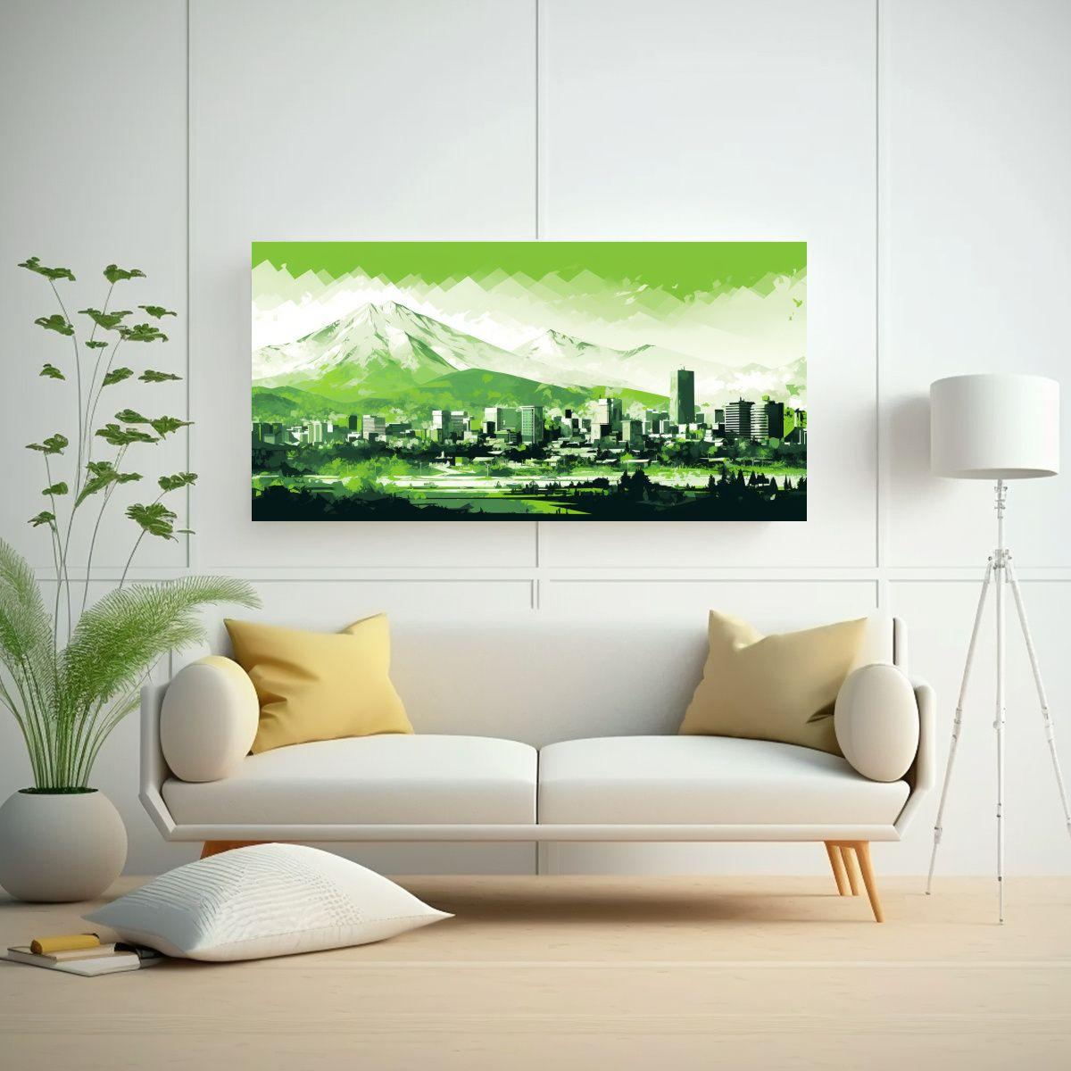 Cuadro Estética De Santiago En Chile En Colores 160x80cm-2