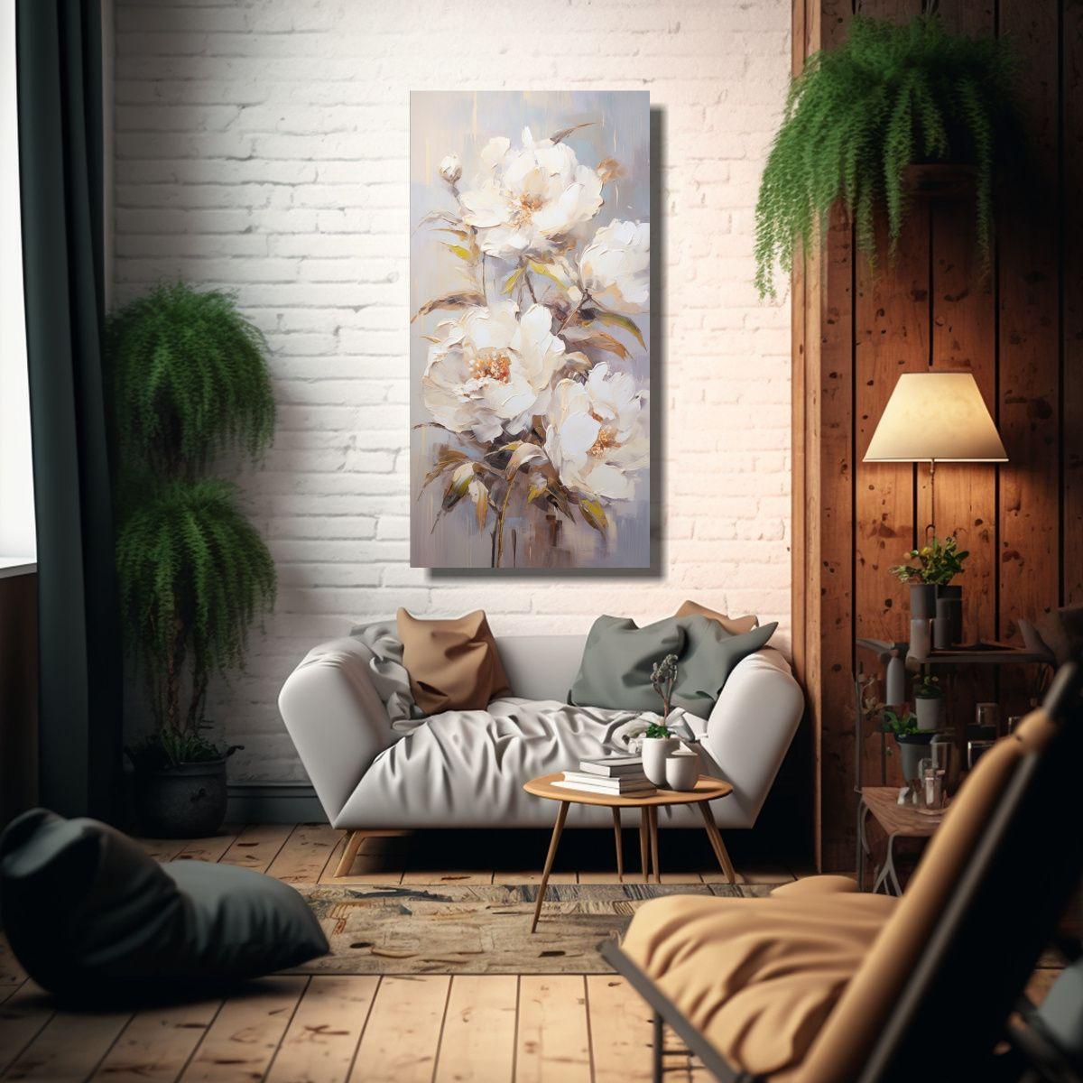Lienzo Espectacular Hogar Deco Con Peonías 30x60cm-2