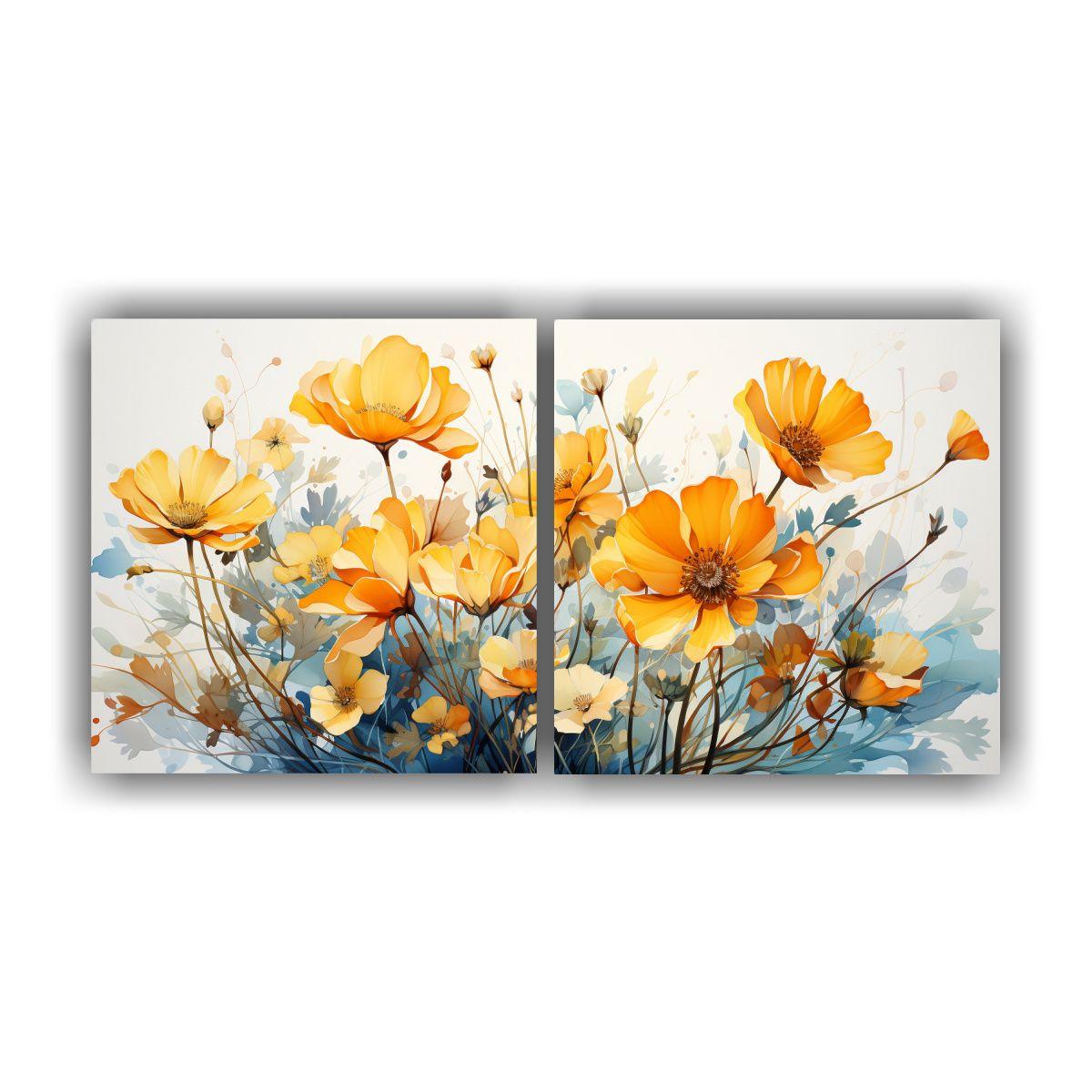 Conjunto 2 Lienzos Tela Creativa Flores Amapolas 140x70 Cm-0