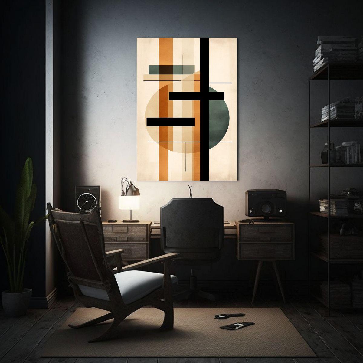 Pintura Mural De Composición Dinámica Con Líneas Paralela 50x65cm-2