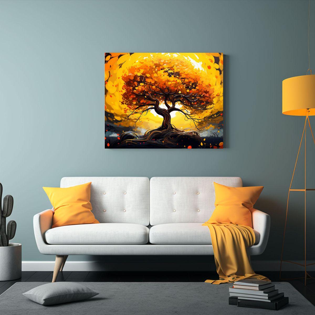 Pintura Lienzo Hermosa Bajo árbol Banyan En 30x20cm-2