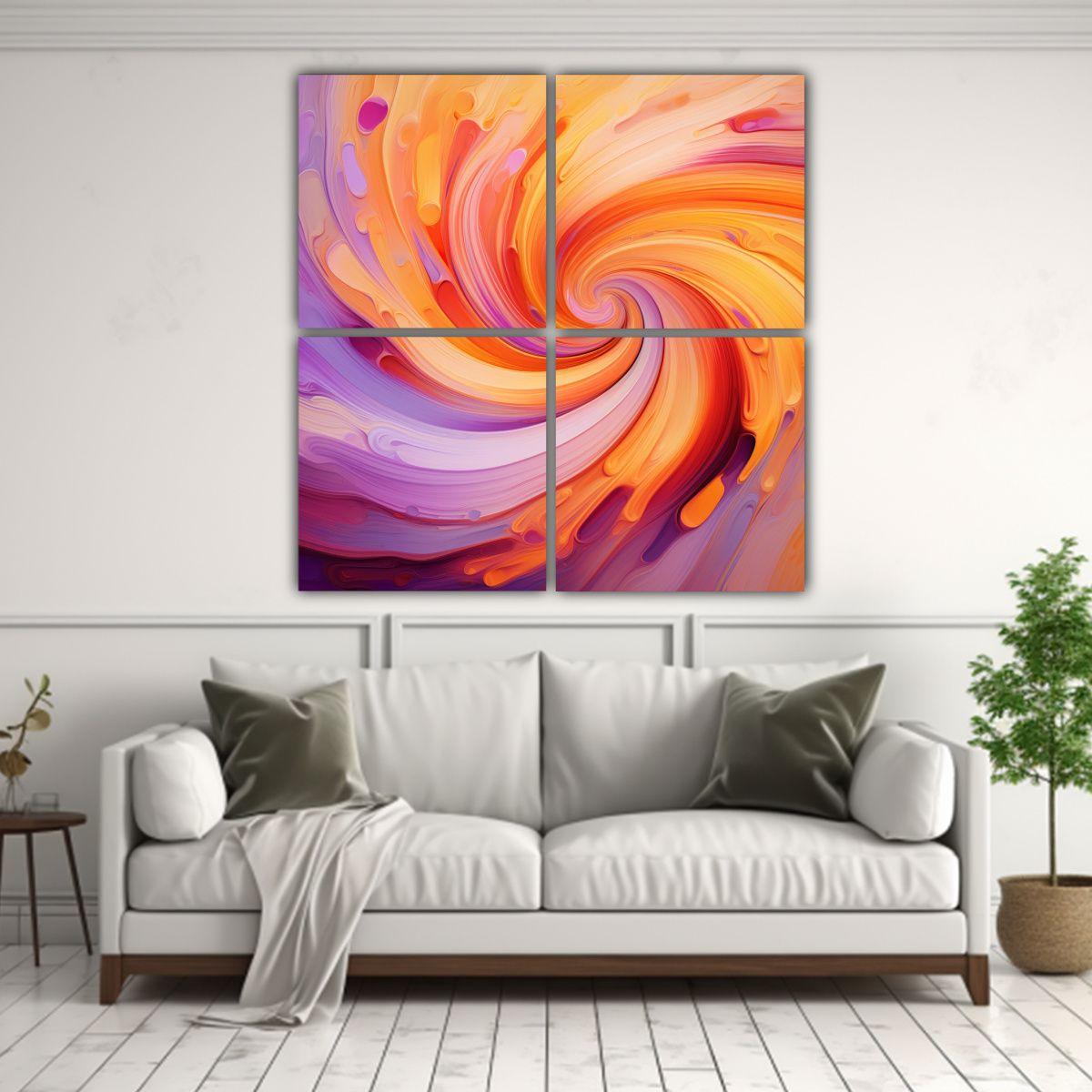 Cuatro Lienzos Vanguardia Naturaleza Viva: 100x100 Cm-2