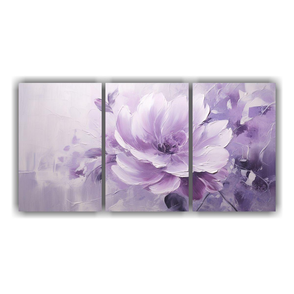 Pintura De Flores Púrpuras En Bastidor Clásico 90x45 Cm-0