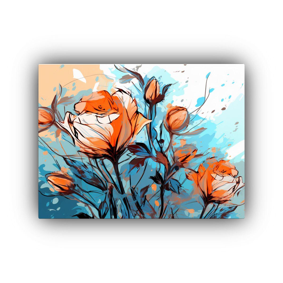 Pinturas Decorativas Innovadoras En Naranja Y Azul Con Estil 60x40cm-0