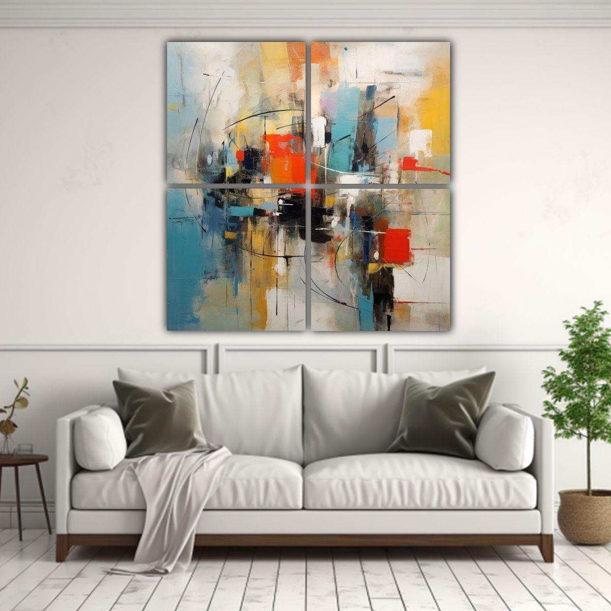 Cuadros De Tela Sublimada Abstractos Actuales 180x180 Cm-2