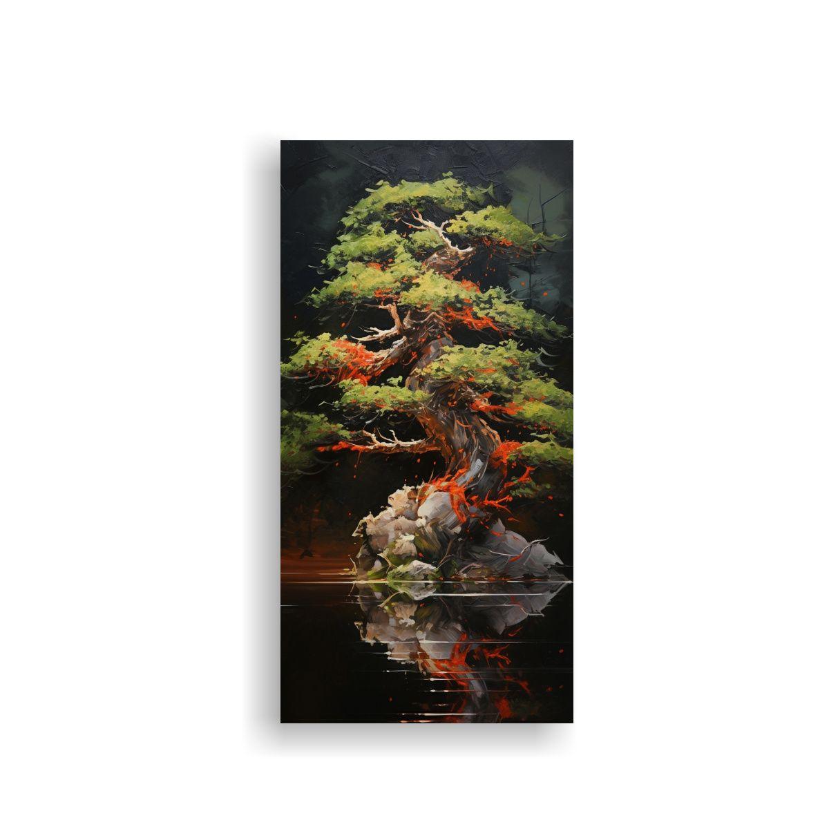 Lienzo Movimiento Cocina Bonsai Árbol Pintura 40x80 Cm-0