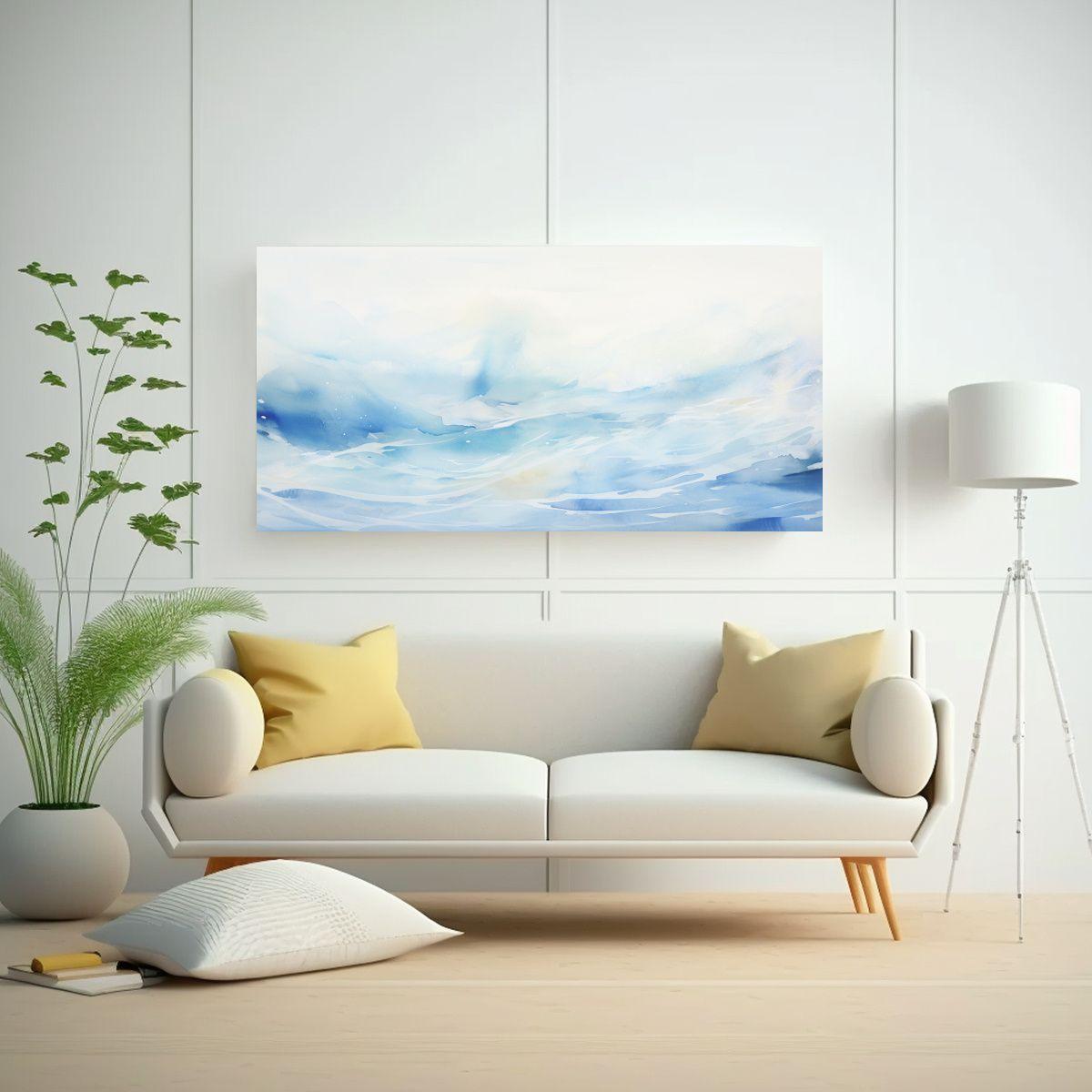 Cuadro Decorativo Abstracto: Mar En Tonos Suaves 100x50cm-2