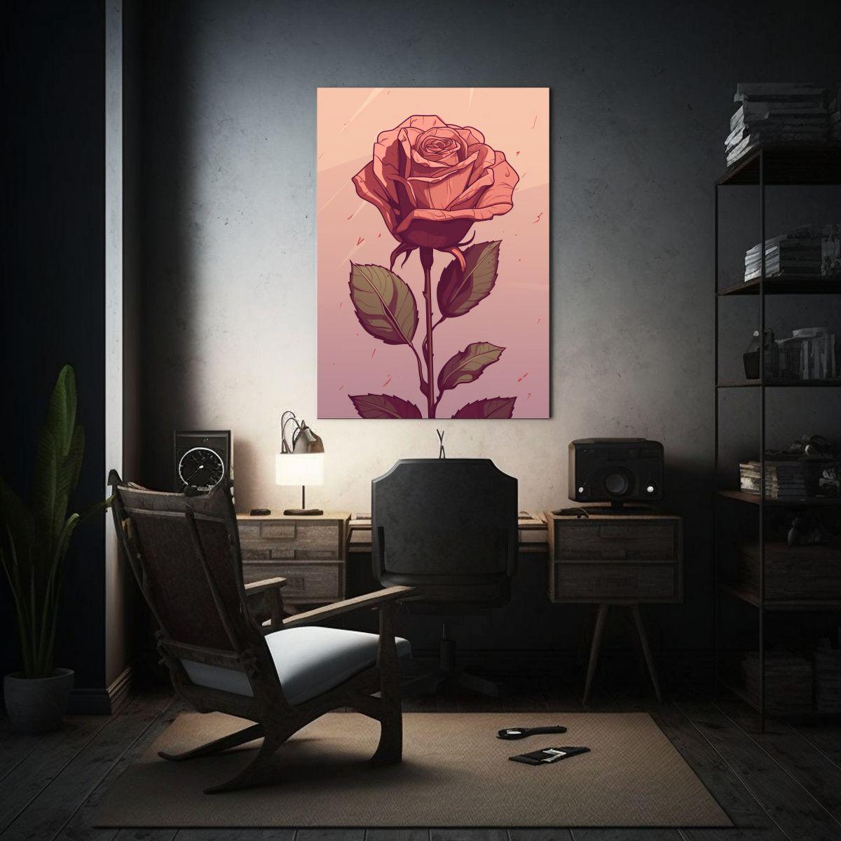 Cuadro Decorativo Floral Rosa En Tono Dúo Plano 60x90cm-2