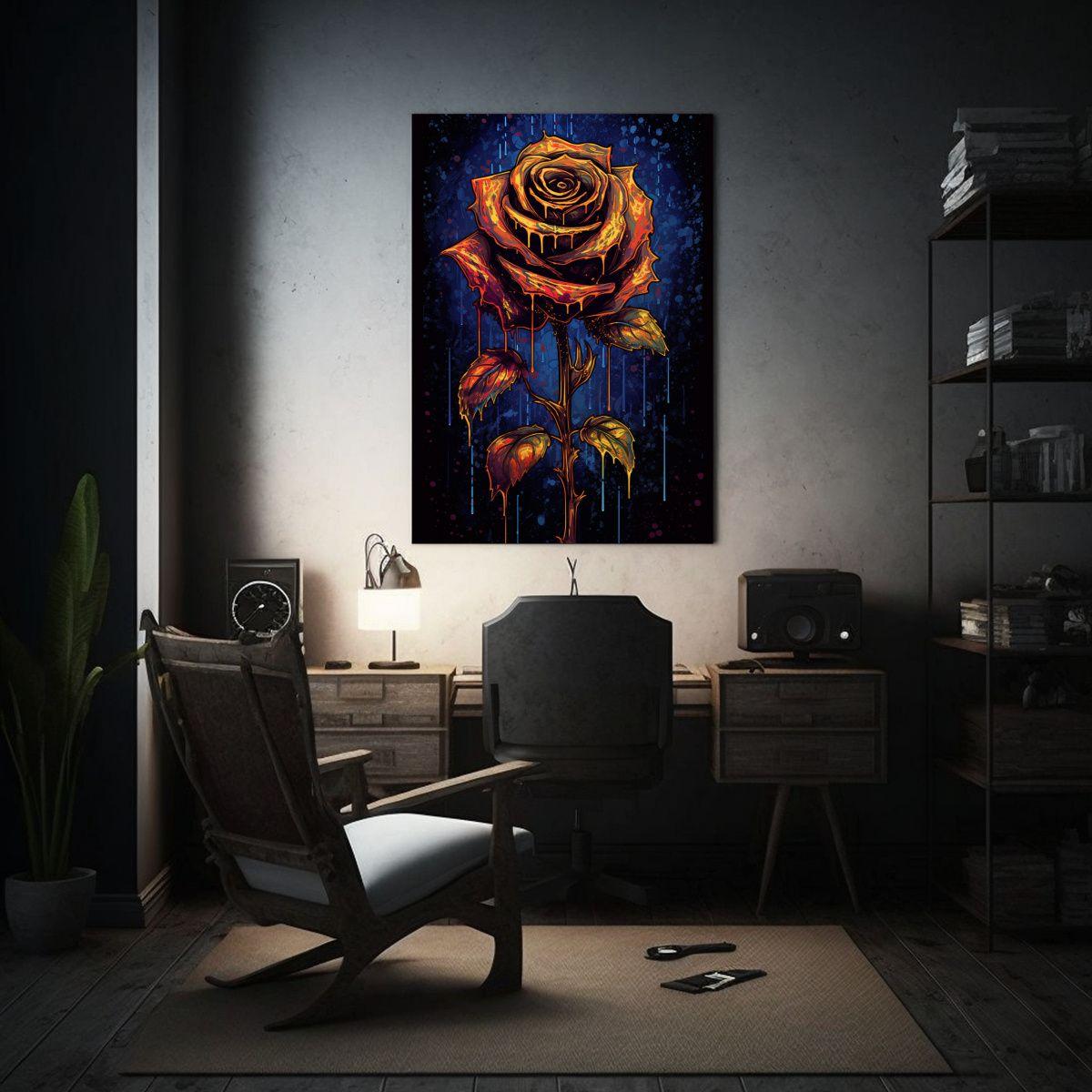 Lienzo De Tela Patrón Intenso De Rosa Negra 80x120cm-2