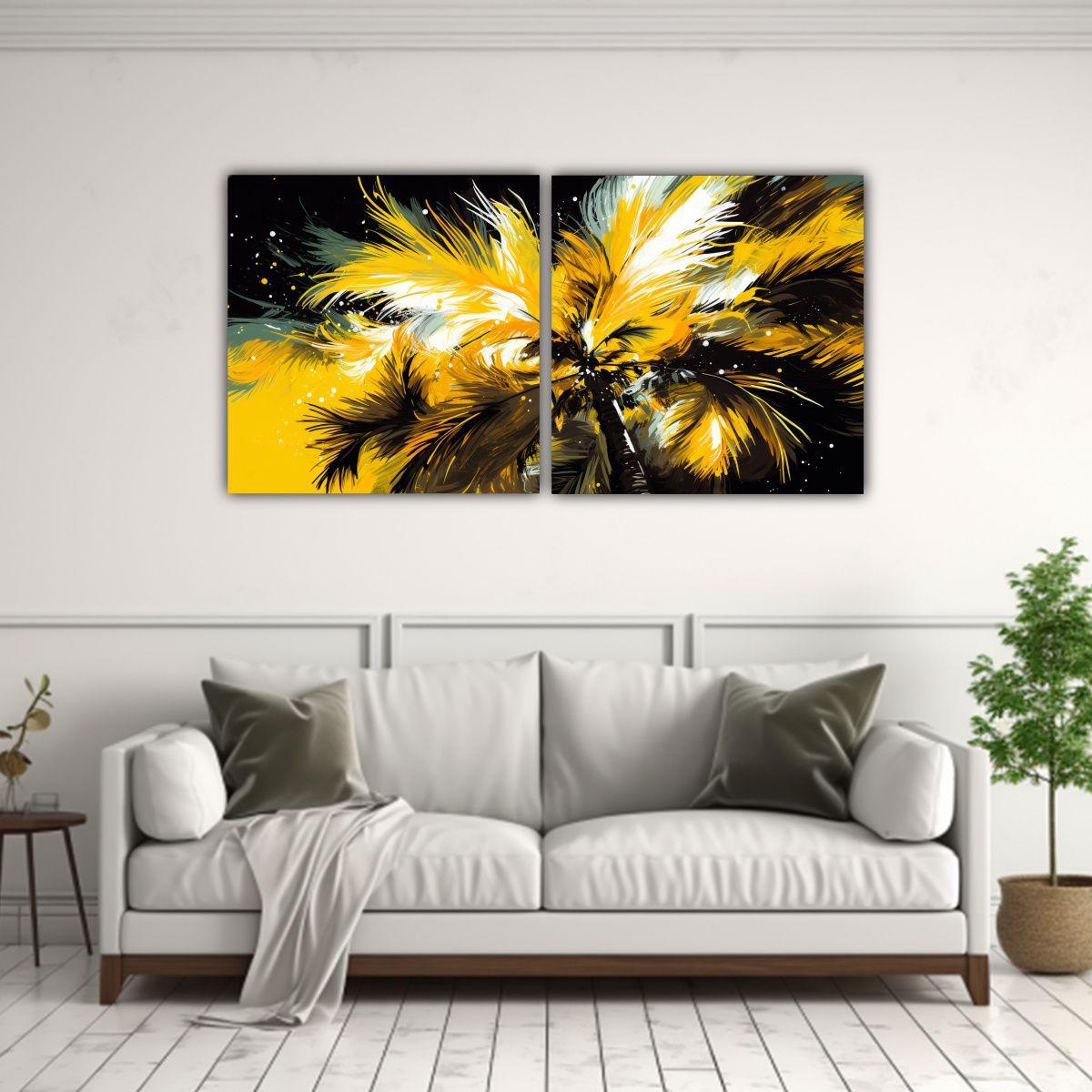 Pinturas Decorativas De Dos Lienzos Tonos Figuras 160x80 Cm-2