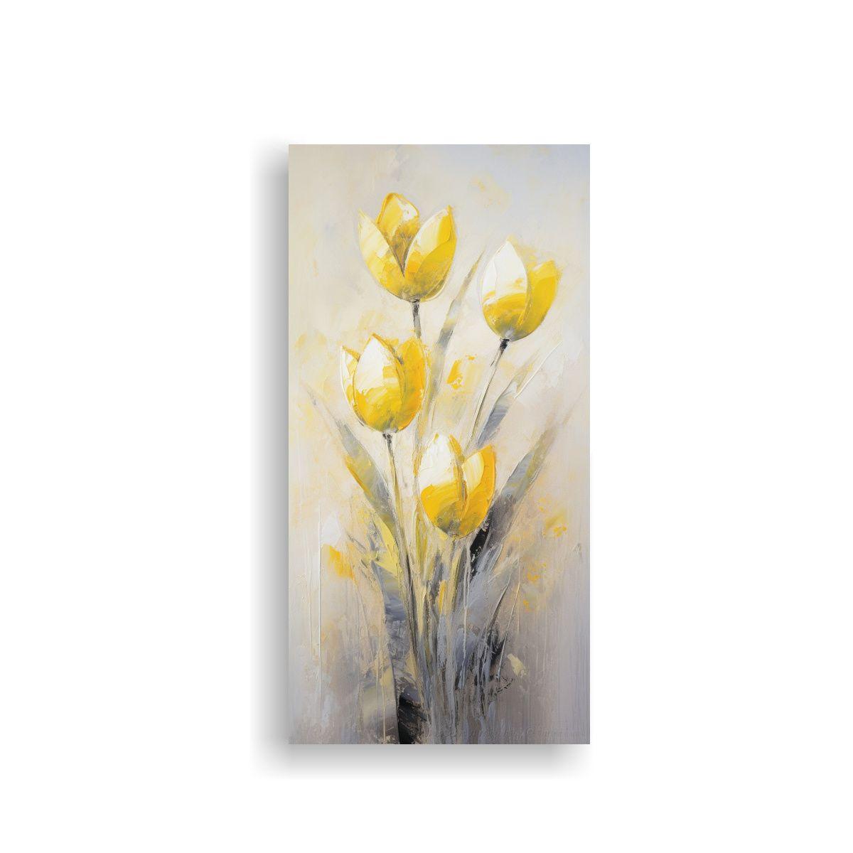 Cuadro Mágico De Tulipanes Amarillos En Lienzo 70x140cm-0