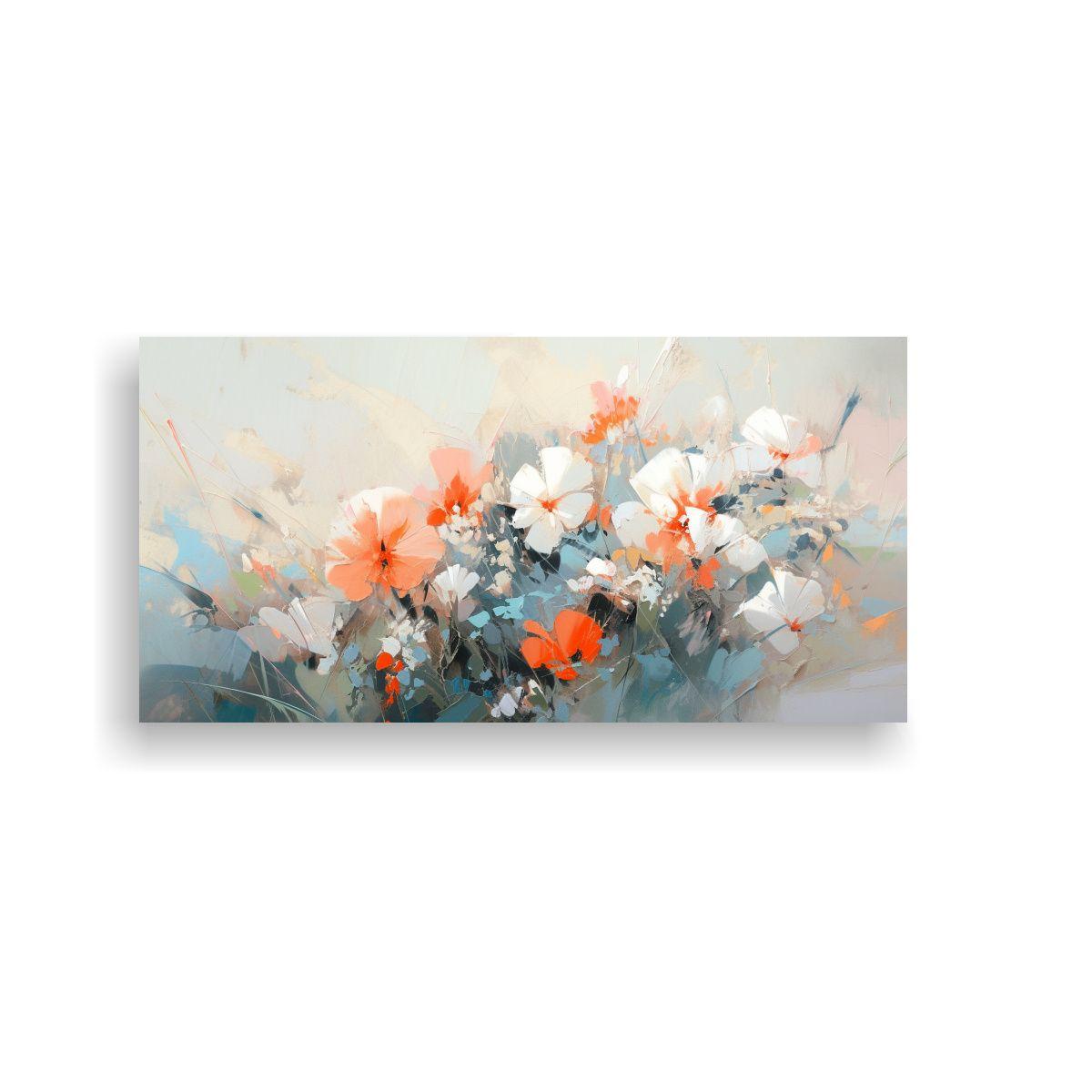 Pintura Decorativa Flores Pastel En Bastidor De 160x80 Cm-0