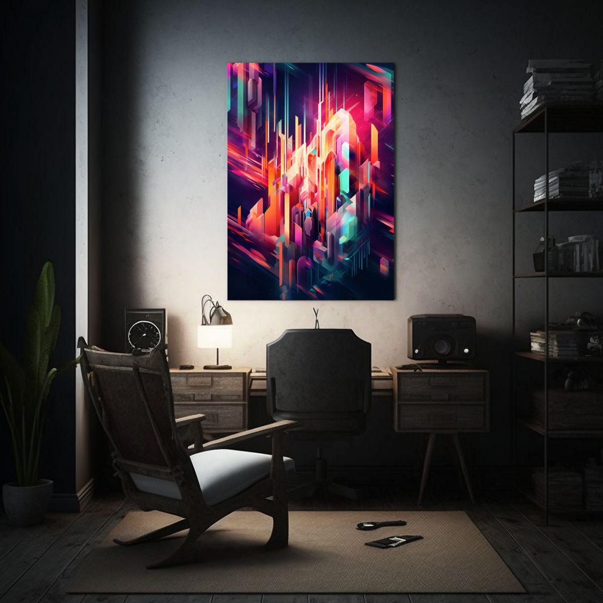 Pintura Decorativa Colorida Y Abstracta Con Filtro De Luz 40x60cm-2