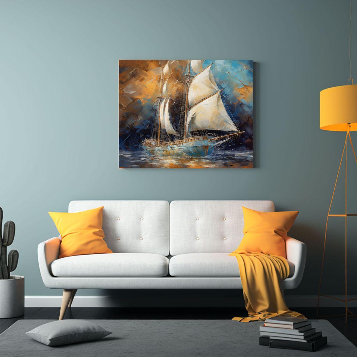 Cuadro Lienzo Dibujo Vela Abstracta Detallada Decoración Es 30x20cm-2