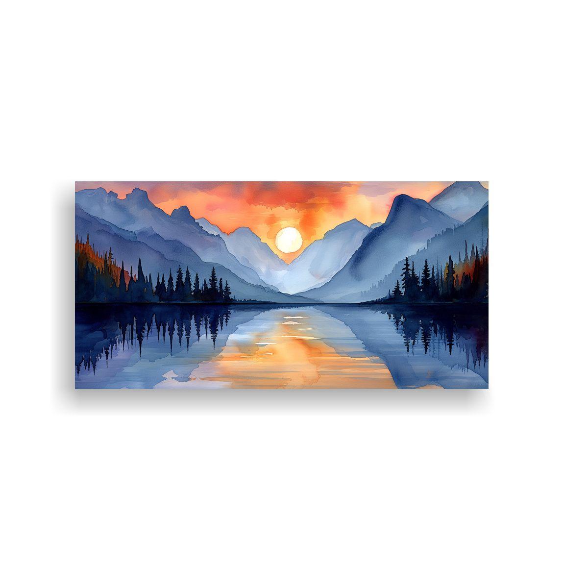 Pintura En Bastidor Moderna Salón 55116 Lago 80x40cm-0