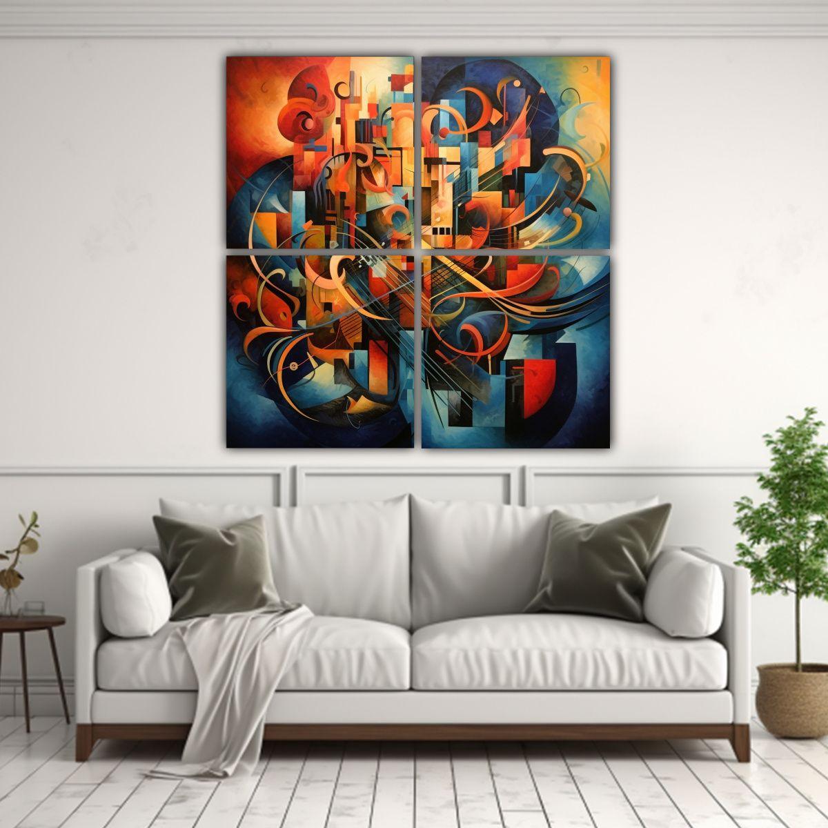 Cuatro Artes Modernos, Arte Gráfico De 60x60 Cm-2