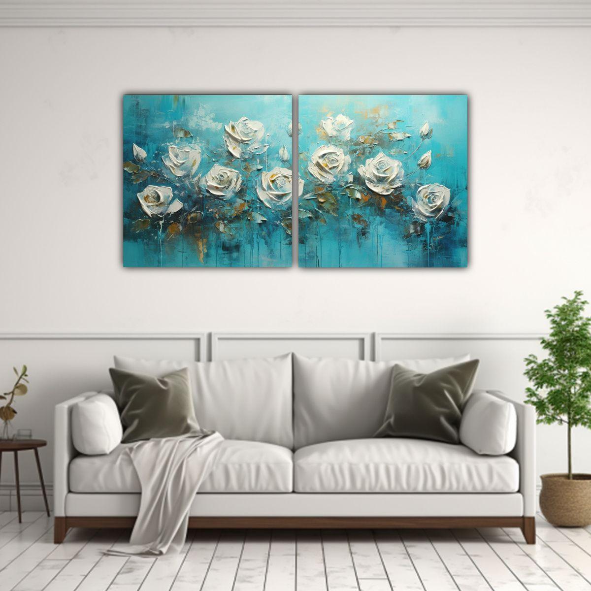 Cuadro Lienzos Vanguardia Naturaleza Viva, Rosas 120x60 Cm-2