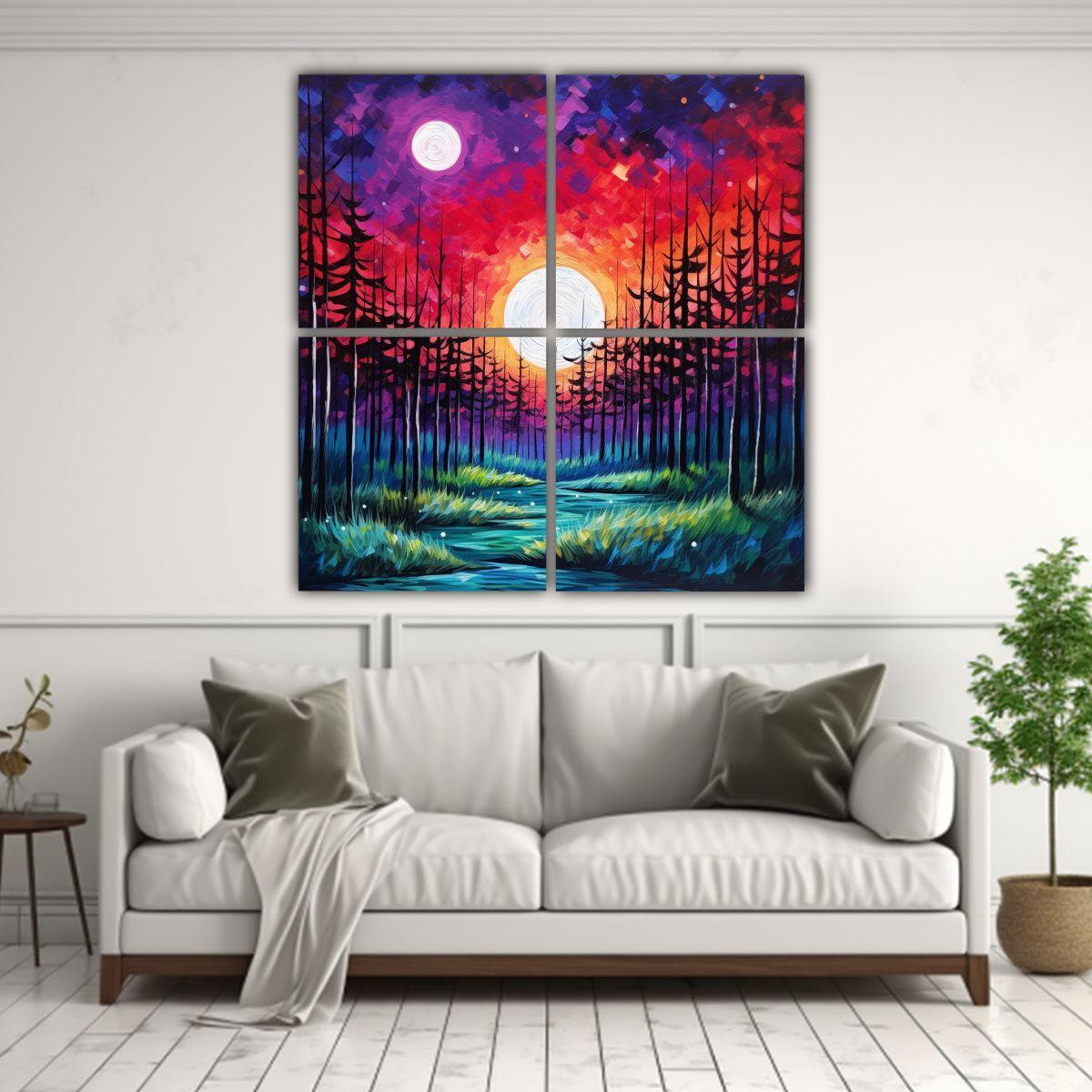 Cuadros De Decoración Con Forma Escena Bosque 120x120 Cm-2