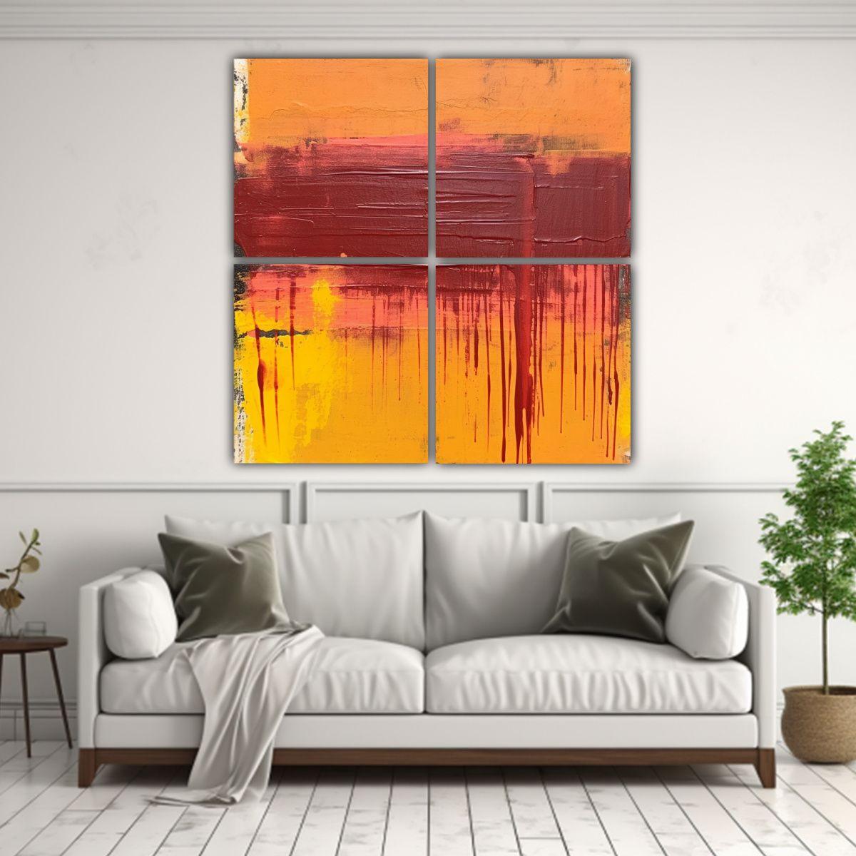 Cuatro Artes De Pared Minimalistas Inspiración 40x40 Cm-2