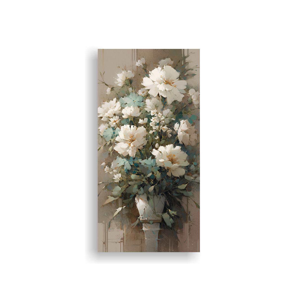 Pintura En Lienzo Con Flores En Colores Suaves Y P 60x120cm-0