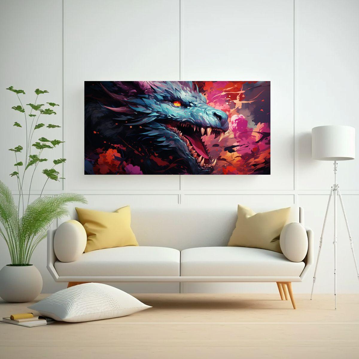 Cuadro Venta Época Dragón En Colores Vibrantes Y 60x30cm-2