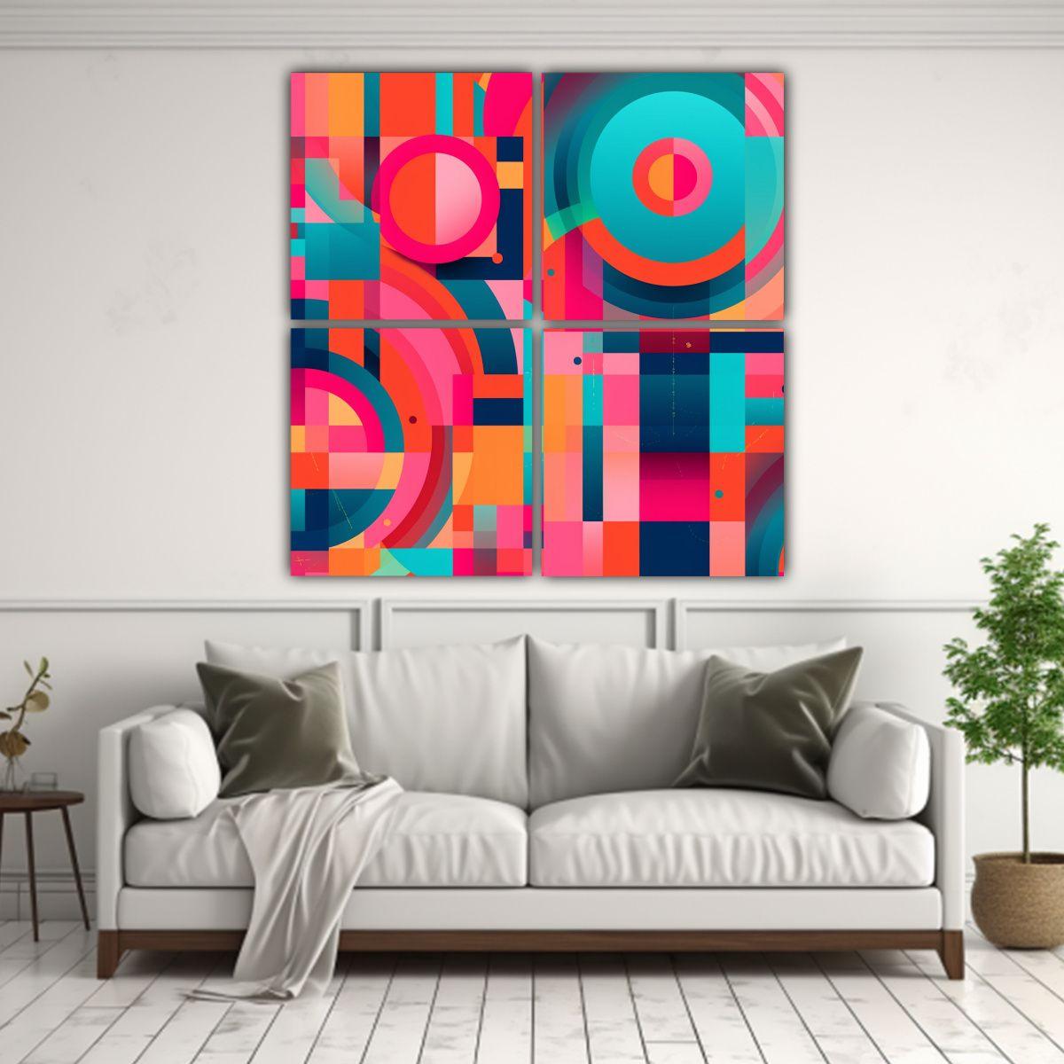 Cuatro Artes Pinturas De Decoración De Dibujo 60x60 Cm-2