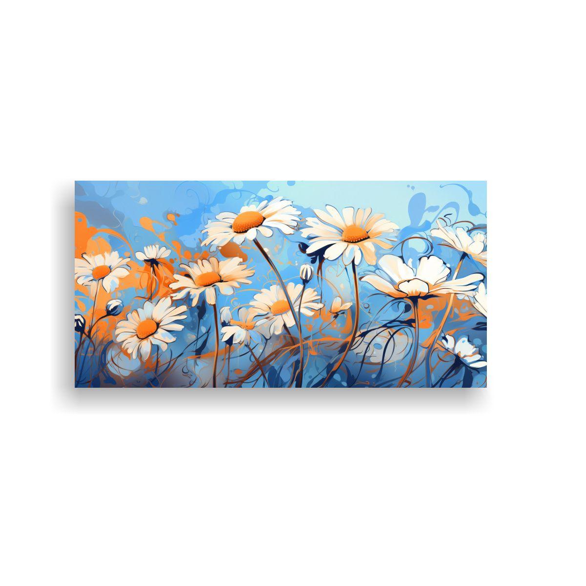 Cuadro Minimalista De Manzanilla En Colores Naranj 80x40cm-0