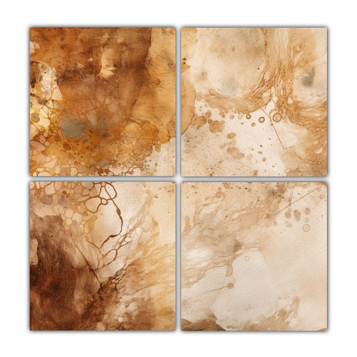 Cuadro Fantasía Acuarela Café Y Dorado 40x40 Cm-0