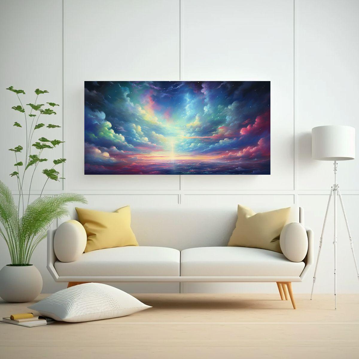 Pintura Decorativa: Cuadro Hermoso A Night Sky 140x70 Cm-2