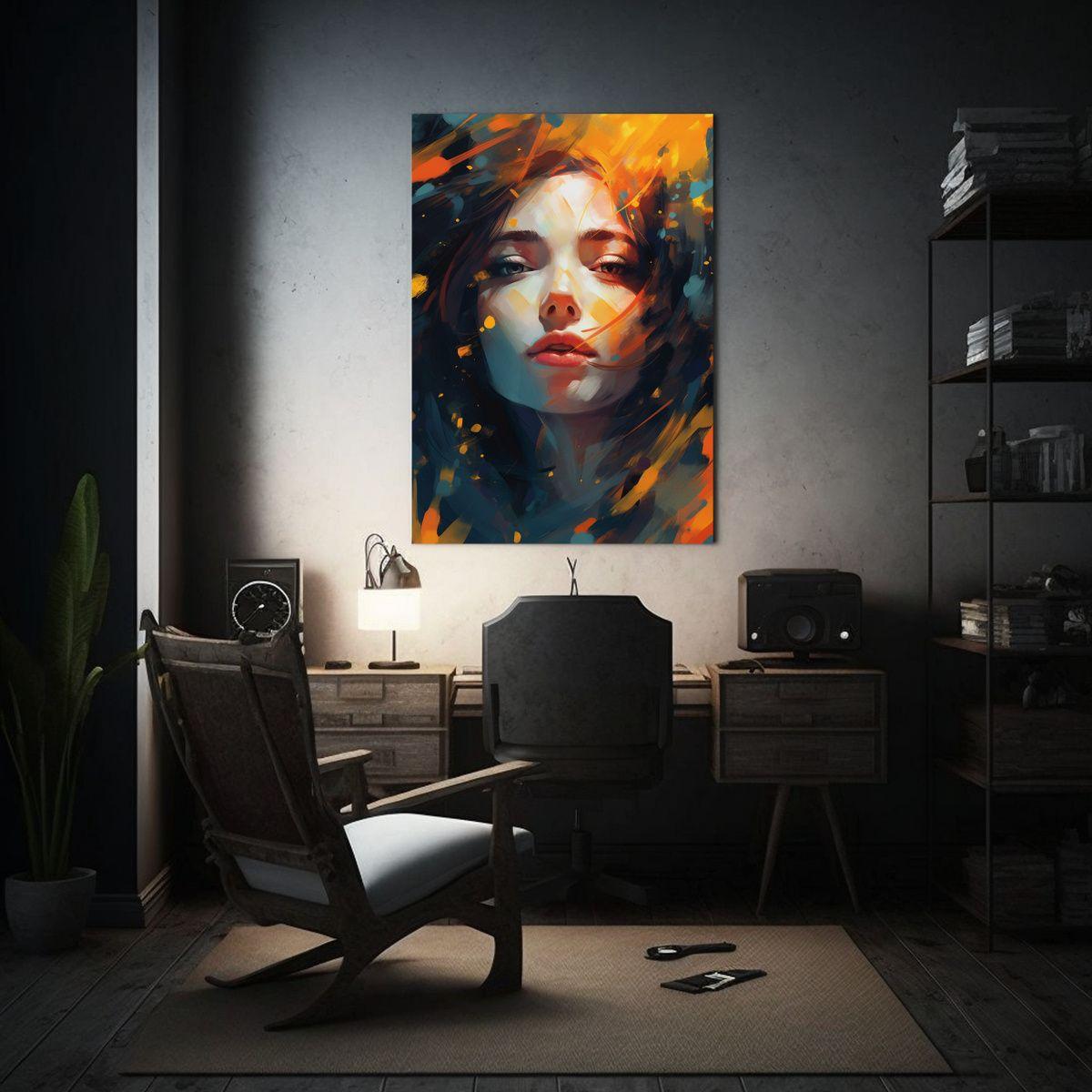 1 Cuadro Estilo Girl Abstracto Estilo Pintura 8k + Arte Deco 50x65cm-2
