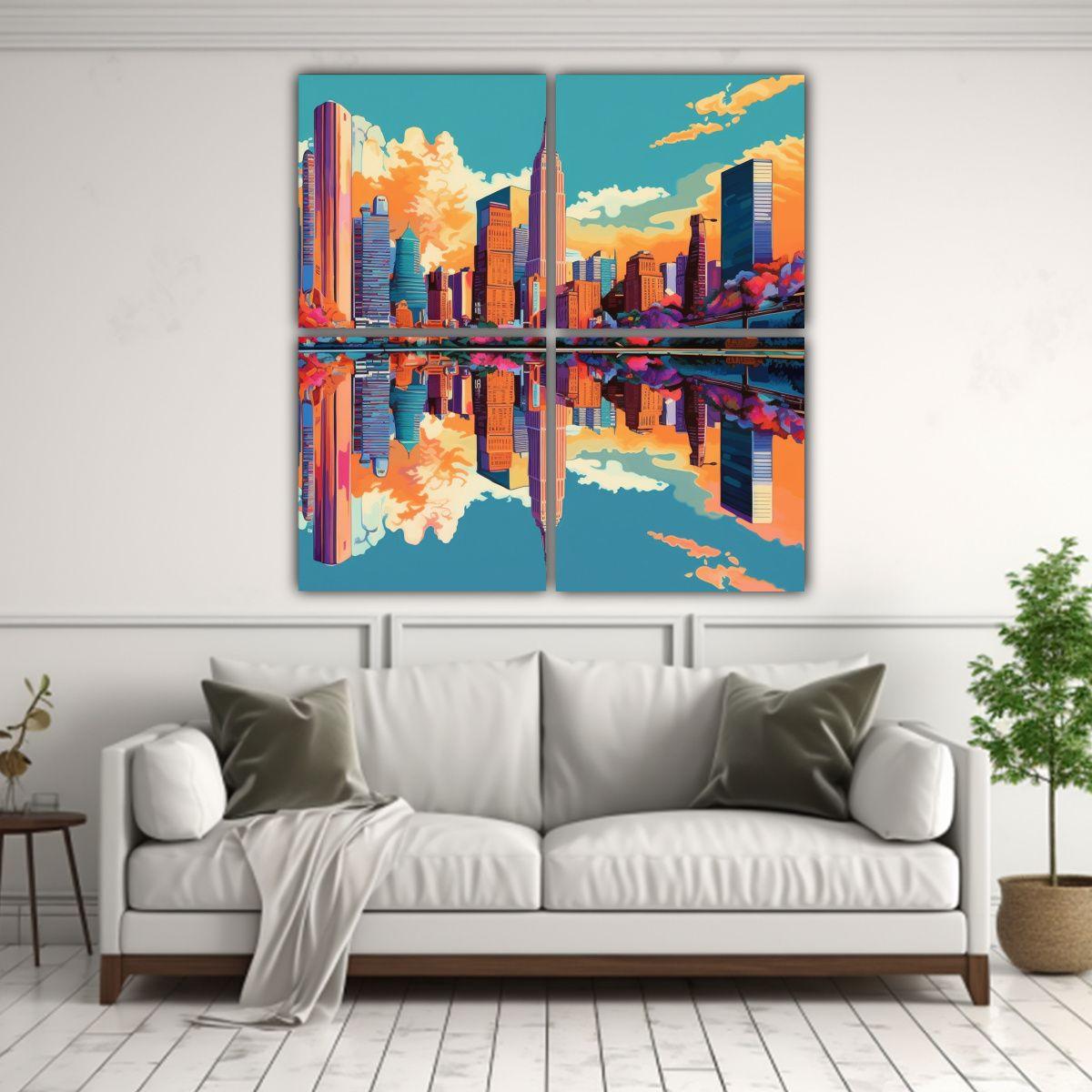 Cuadriptico Dibujo Resistente Arte Moderno 160x160 Cm-2