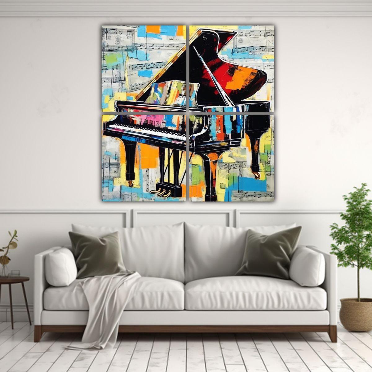 Cuatro Composición Calidos Regalo Arte Estilo 80x80 Cm-2