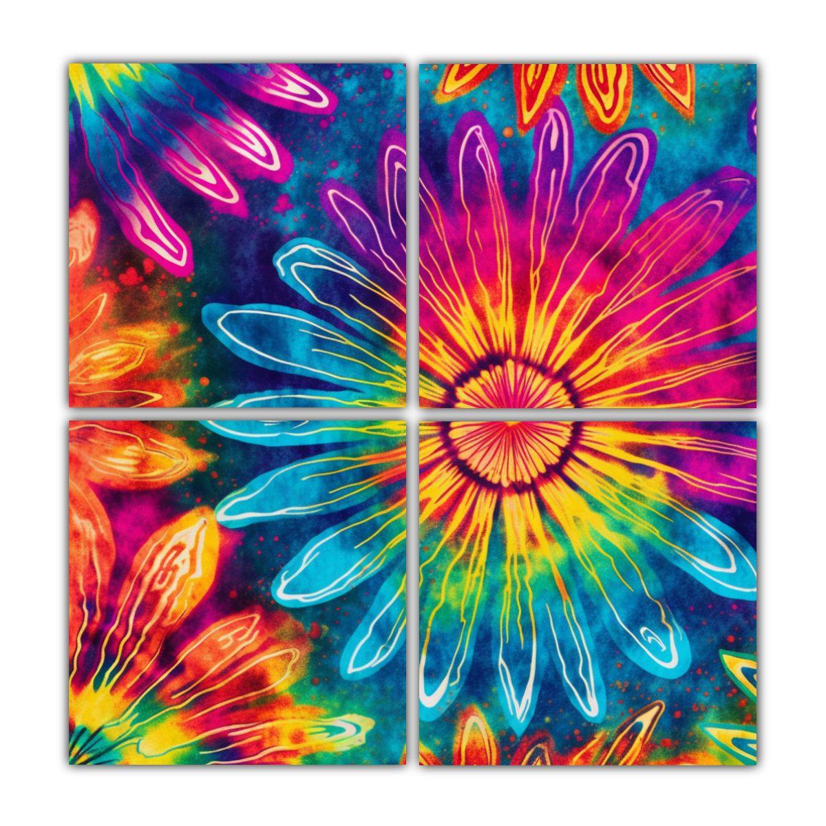Cuadro Finas Líneas Multicolor Fondo Hippie 160x160 Cm-0