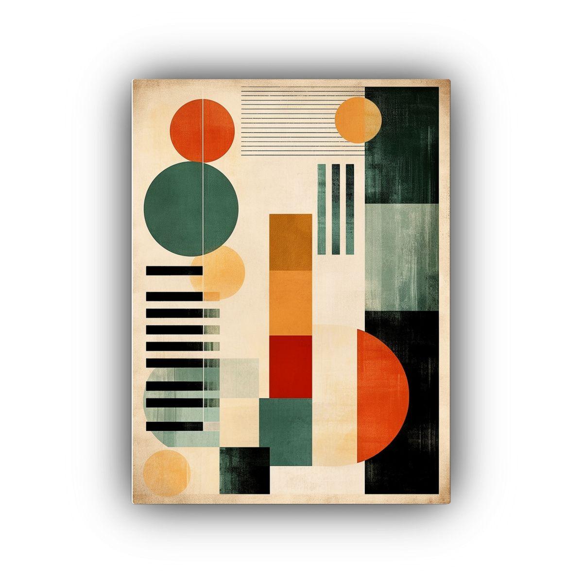 Pintura Mural Abstracta Multicolor De Vanguardia Con Formas  50x75cm-0