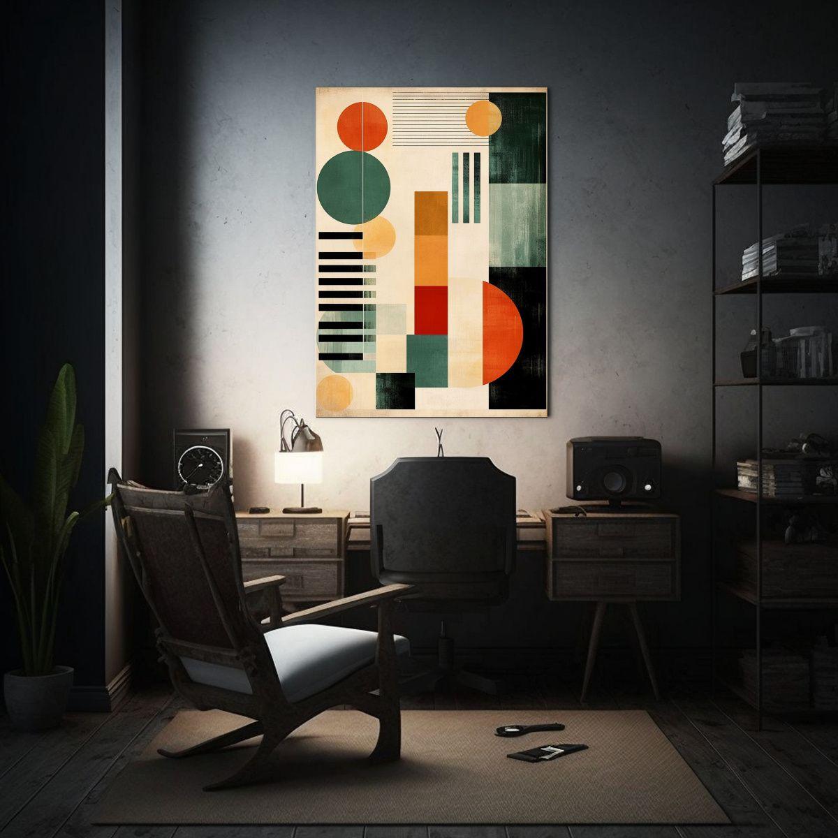 Pintura Mural Abstracta Multicolor De Vanguardia Con Formas  50x75cm-2