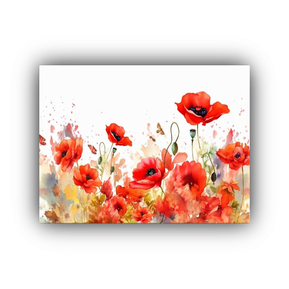 Cuadro Movimiento Estético Campo De Amapolas Acuarela Con M 65x50cm-0