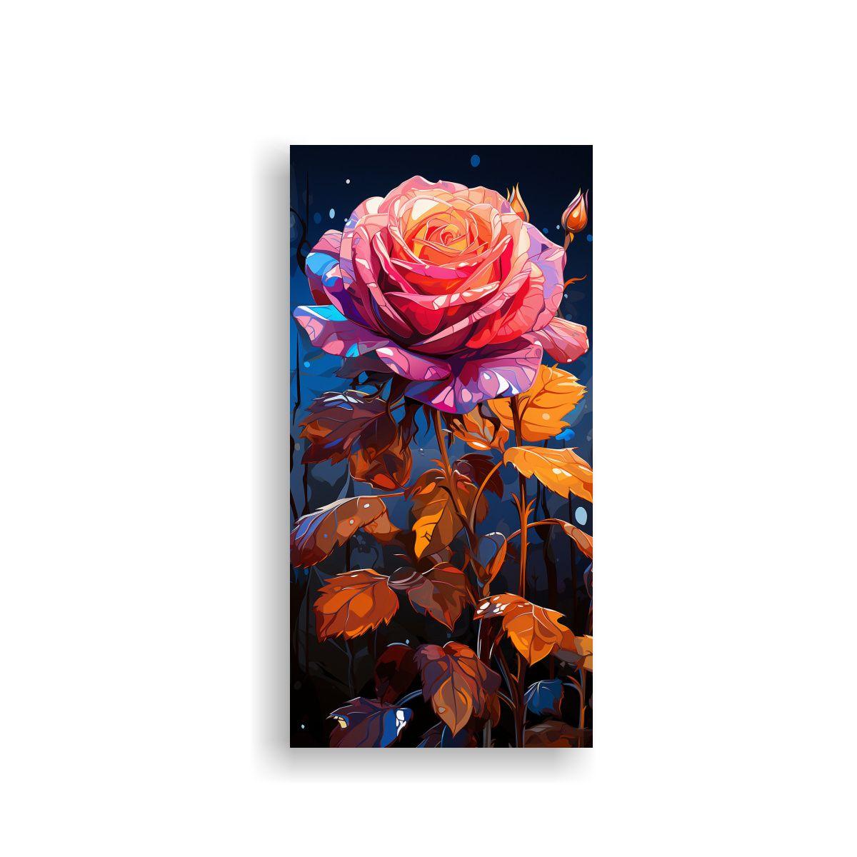 Pintura Decorativa Minimalista En Lienzo De Rosa 40x80cm-0