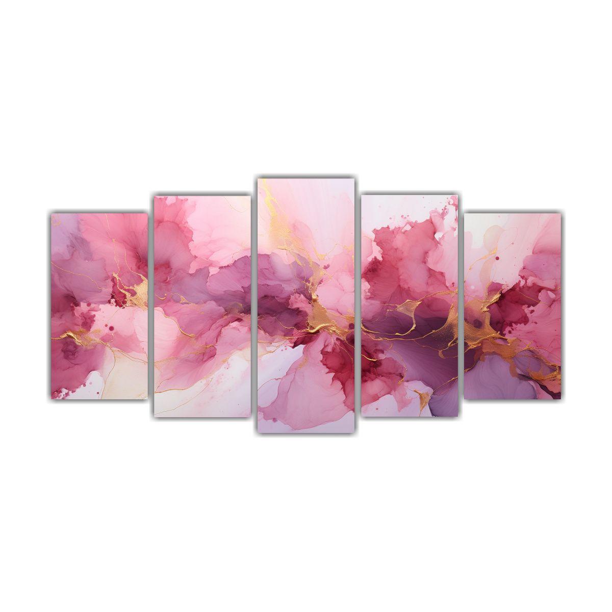 Pinturas Abstractas Modernas Mármol Rosa Y Dorado 200x100 Cm-0