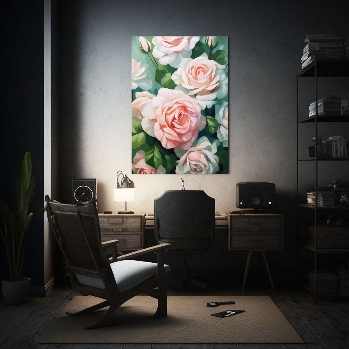 Lienzo De Tela Decorativo Arte Gráfico De Rosas 60x90 Cm-2