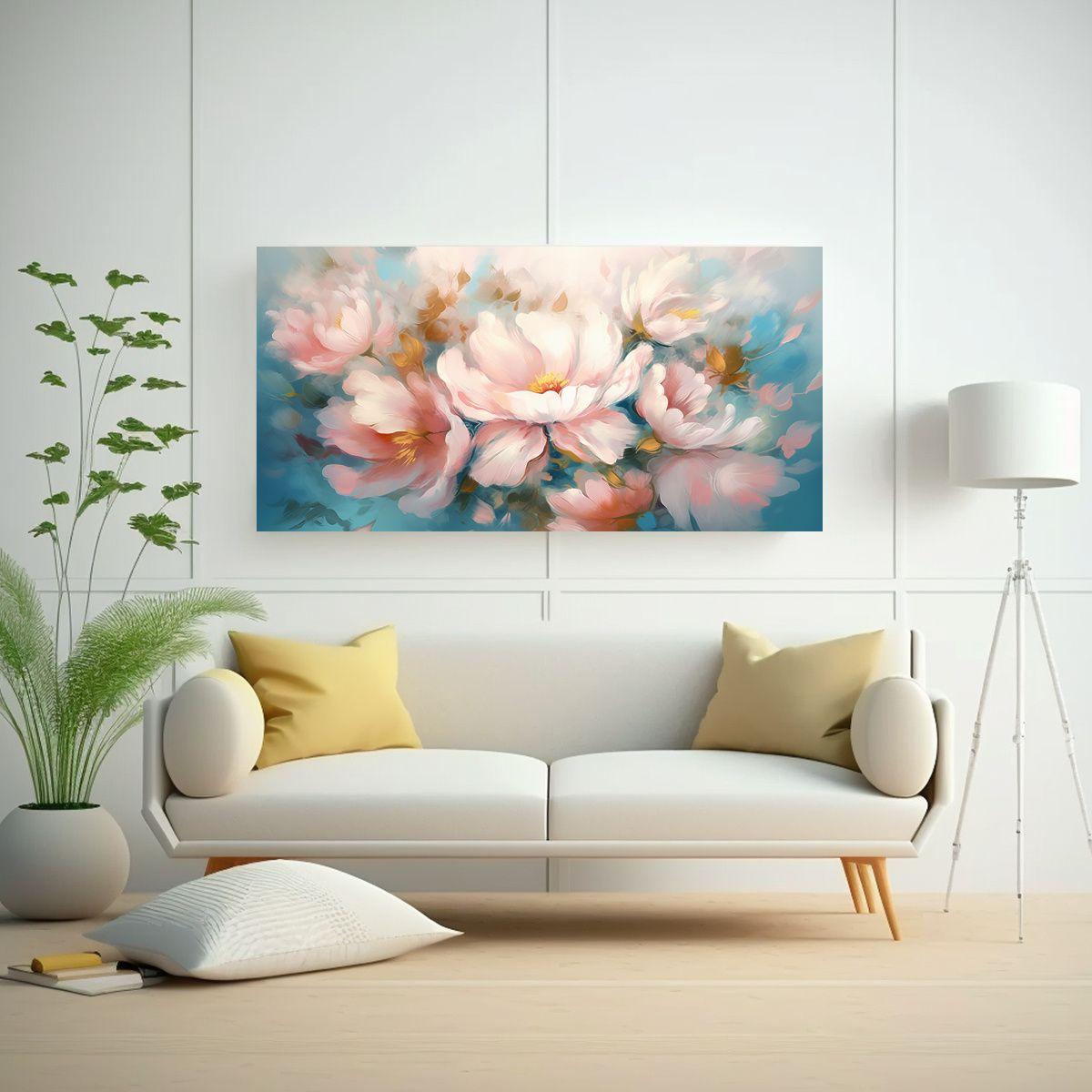 Pinturas Abstractas De Flores En Composición 100x50cm-2