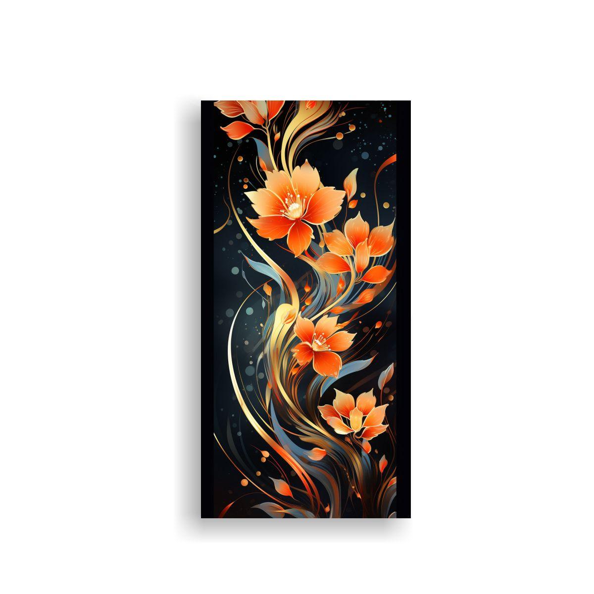 1 Cuadro Impreso Exuberantes Colores Naranja Y Oro 60x120cm-0