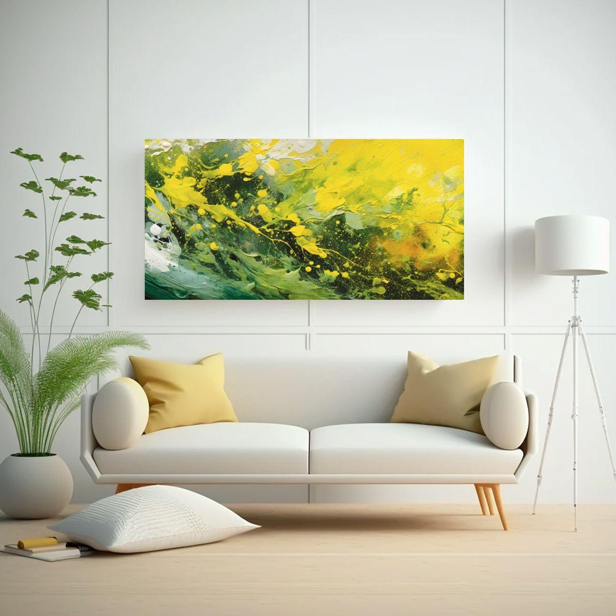 Cuadro De Pared Vanguardia Único Amarillo Y 140x70cm-2