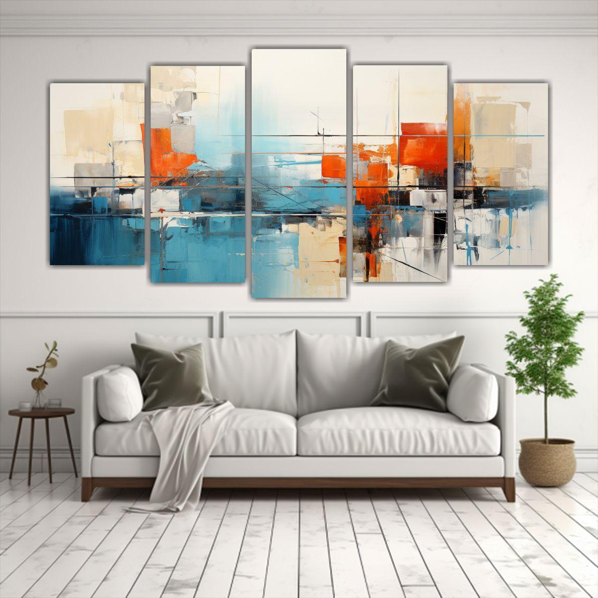 Pintura Decorativa Estilo Jan Munro: Políptico 250x125 Cm-2