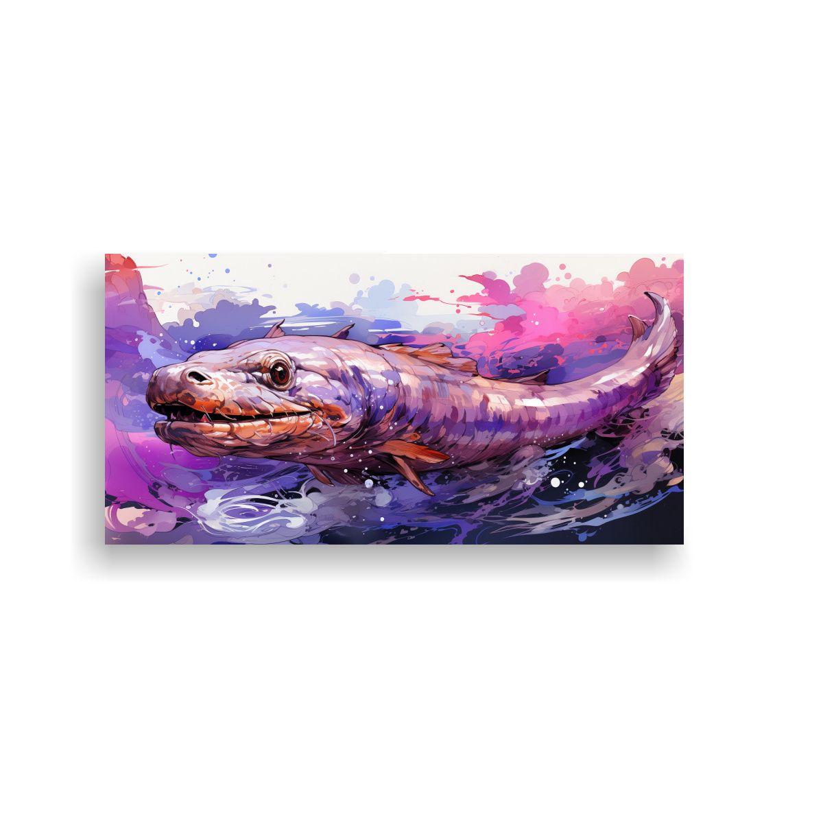 Cuadro Moderno Surrealista De Anguilas En Colores 80x40cm-0