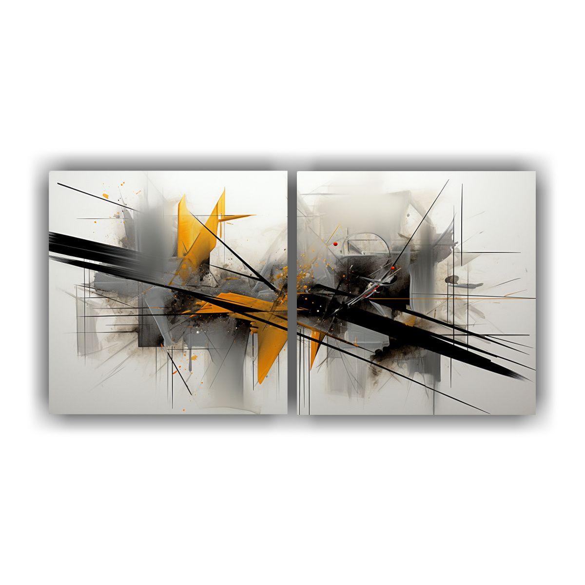 Cuadros Abstractos Grises Impresos Dos Cuadros 140x70 Cm-0