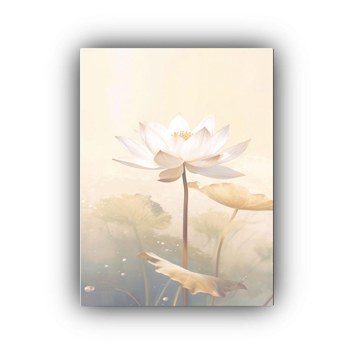Cuadro De Arte De Loto Blanco Con Diseño 50x75cm-0