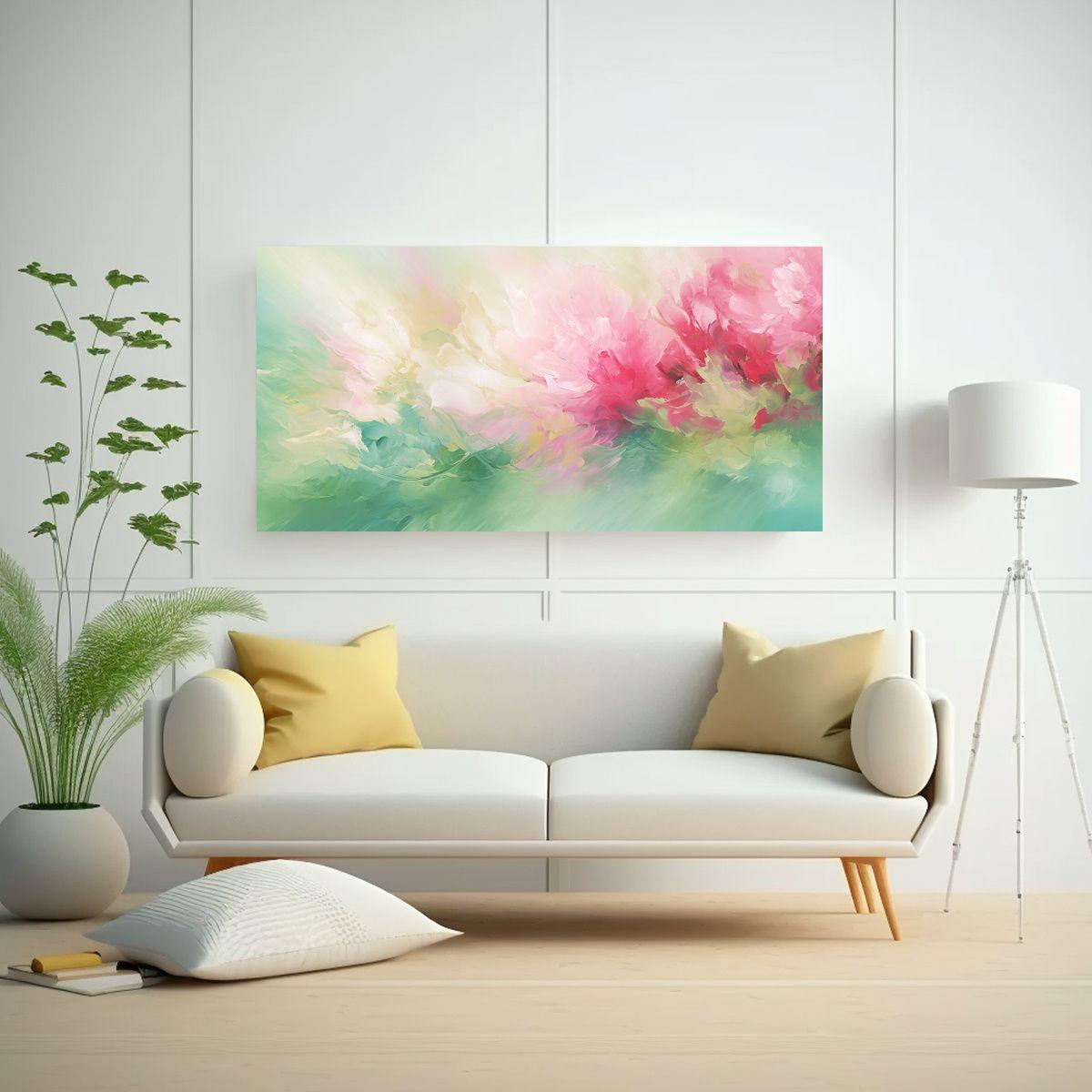 Pinturas Decorativas De Flores Abstractas En Rosa 80x40cm-2
