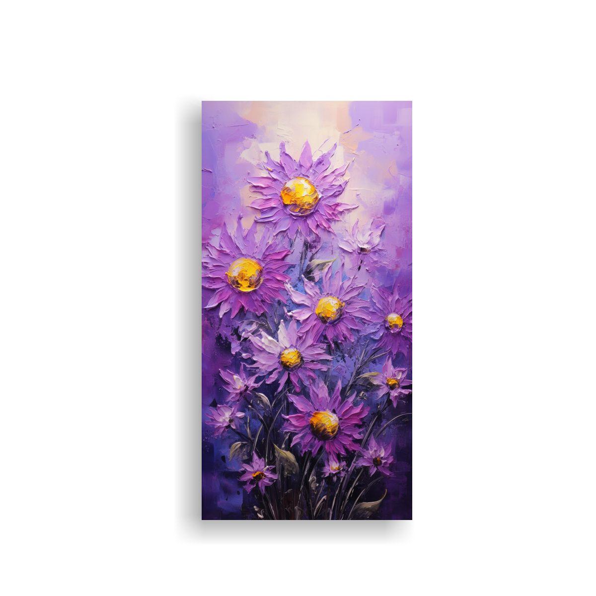 Cuadro Forma Perspectiva Pintura De Girasoles 20x40cm-0