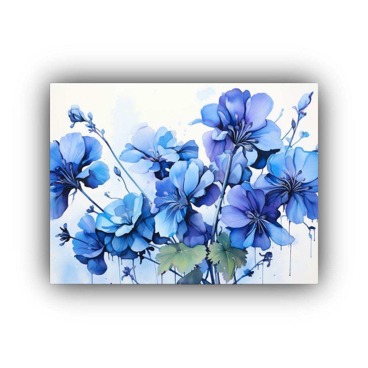 Lienzo Abstracto único Con Flores Geranio En Colores Negro  30x20cm-0