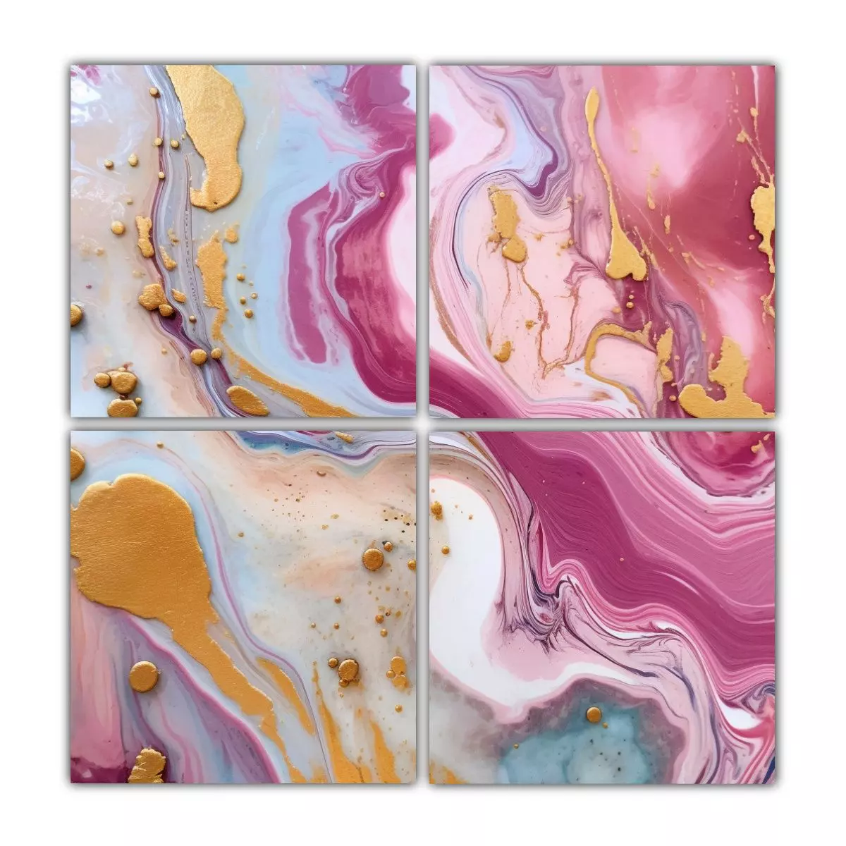 Cuadro De Arte Abstracto Rosa Y Dorado En Textura 100x100 Cm-0